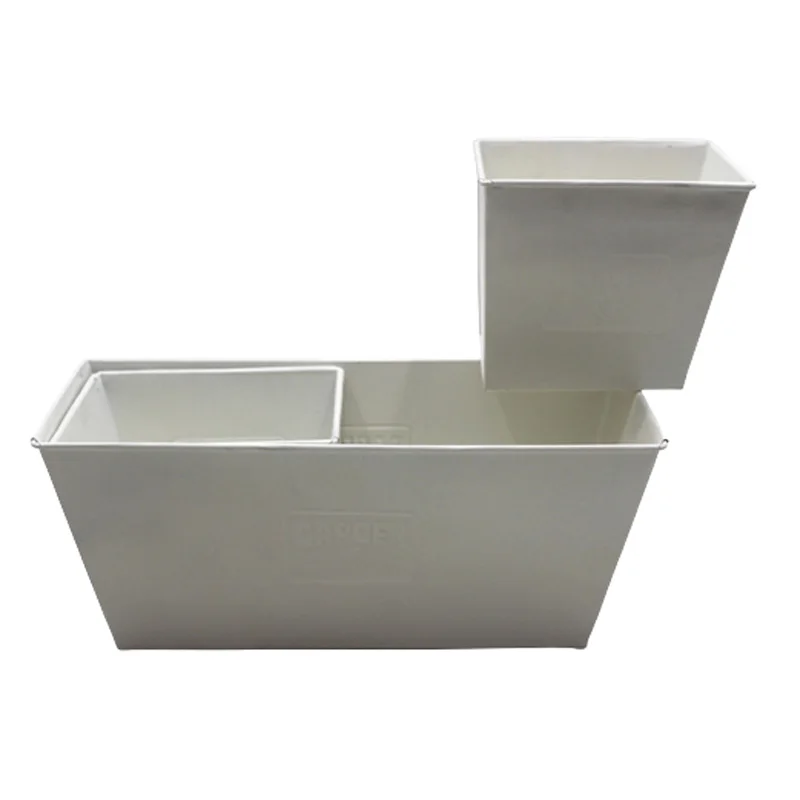 Hot Selling Iron Rectangle Nesting Planter Both Side Garden Embossed White Colour Garden Pots And Planters For Garden Supplies