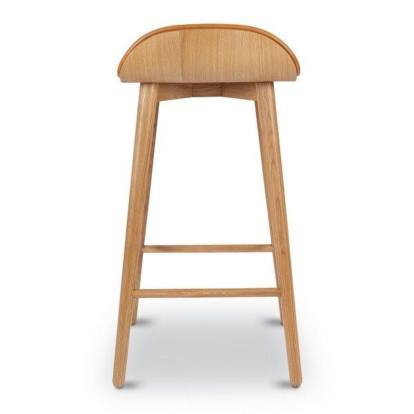 Poly and Bark Notello Leather Counter Stool - Solid Wood Frame