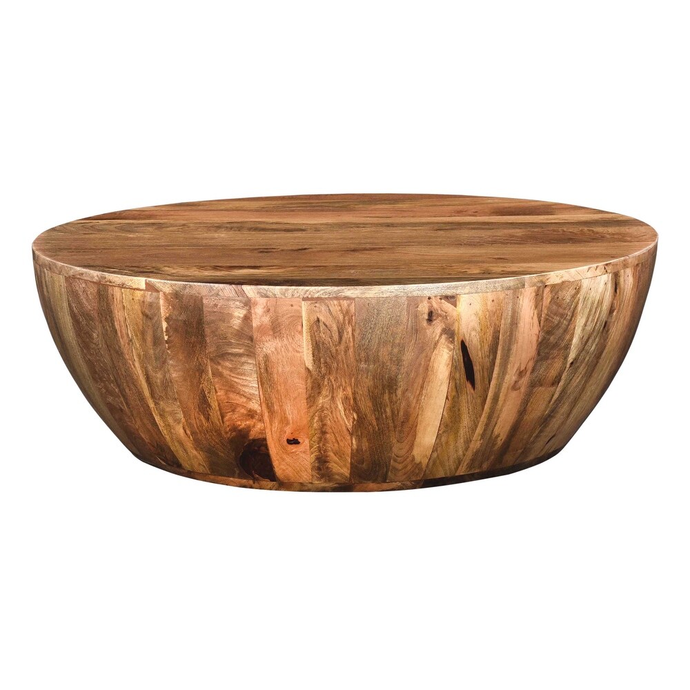 Mango Wood Dark Brown Round Coffee Table