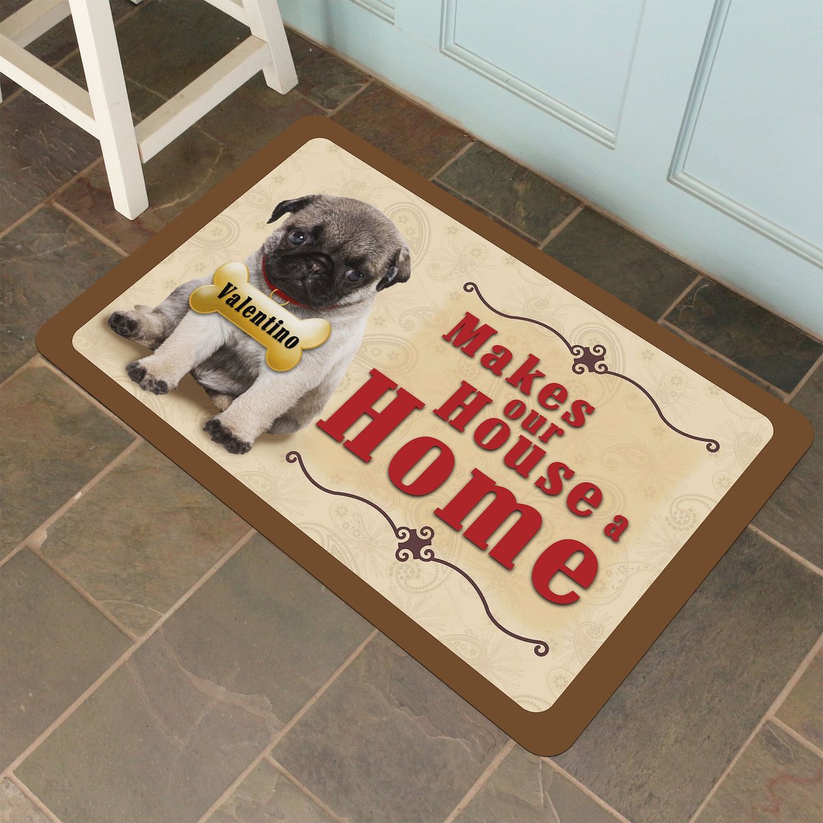 Bungalow Flooring Makes Our House A Home Pug Personalized Floor Mat