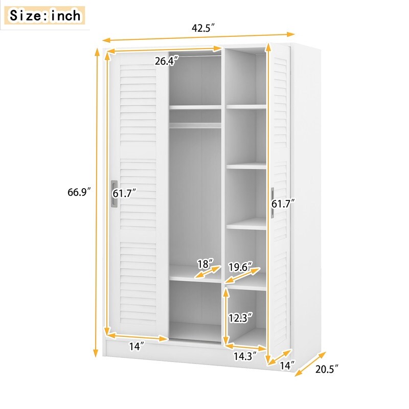 3 Door Shutter Wardrobe with shelves For Bedroom