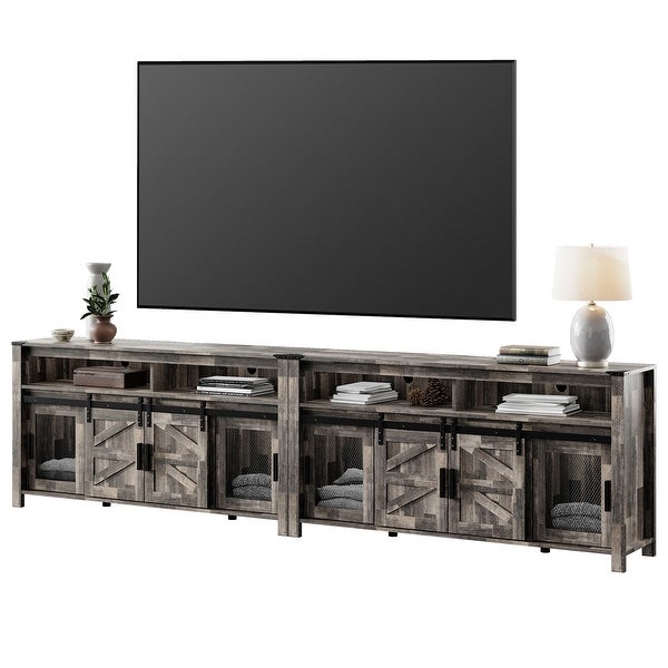 Farmhouse Barn Door TV Stand， Living Room Entertainment Center