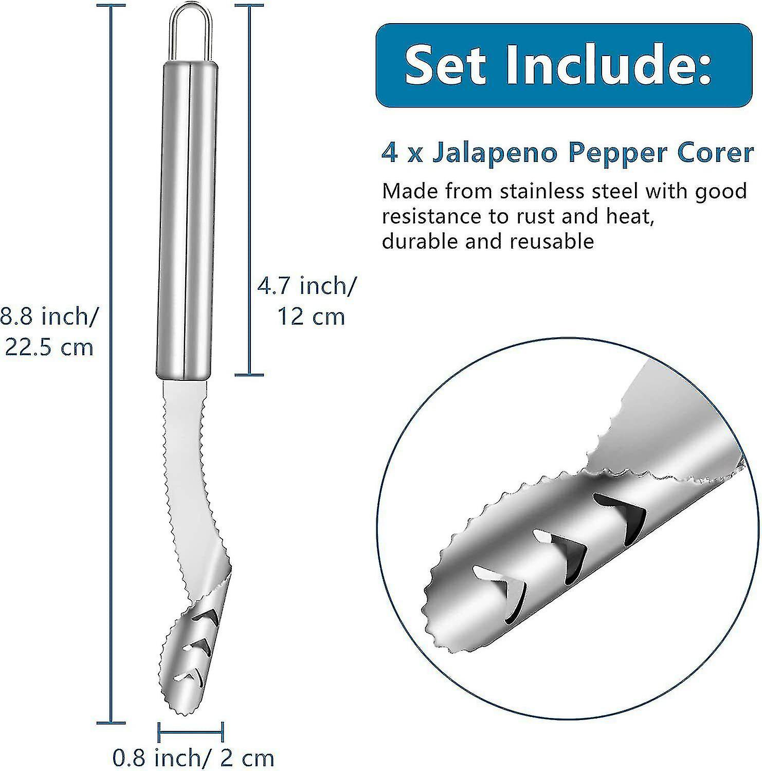 Stainless Steel Chili Corer Remover Seed Remover Jalapeno Pepper Corer Tools