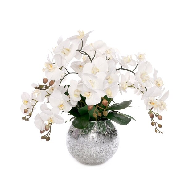 Real Touch Phalaenopsis Orchids in Sliver Glass Ball