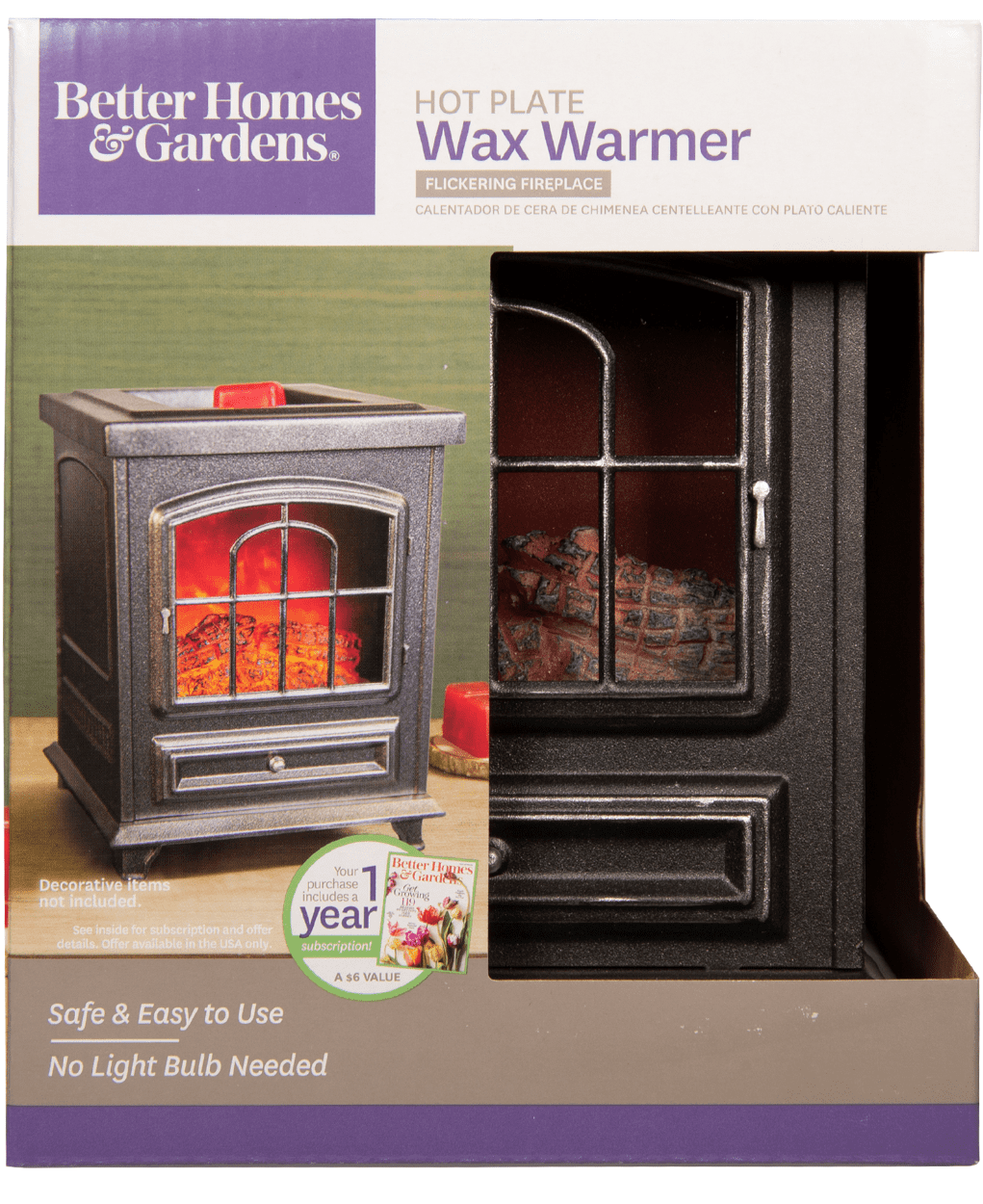 Better Homes and Gardens Full Size Wax Warmer， Flickering Fireplace