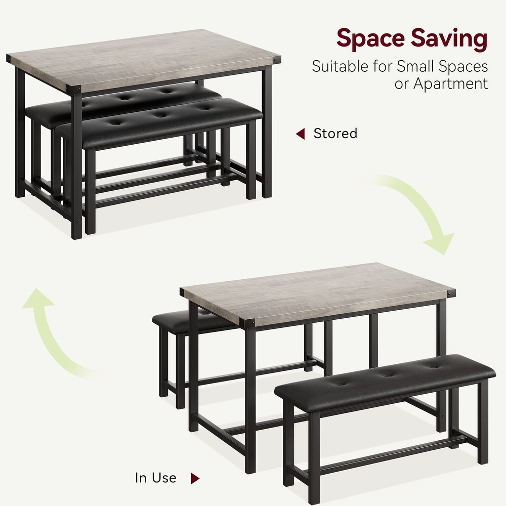 Dining Table Set for 4  Kitchen Table with Benches