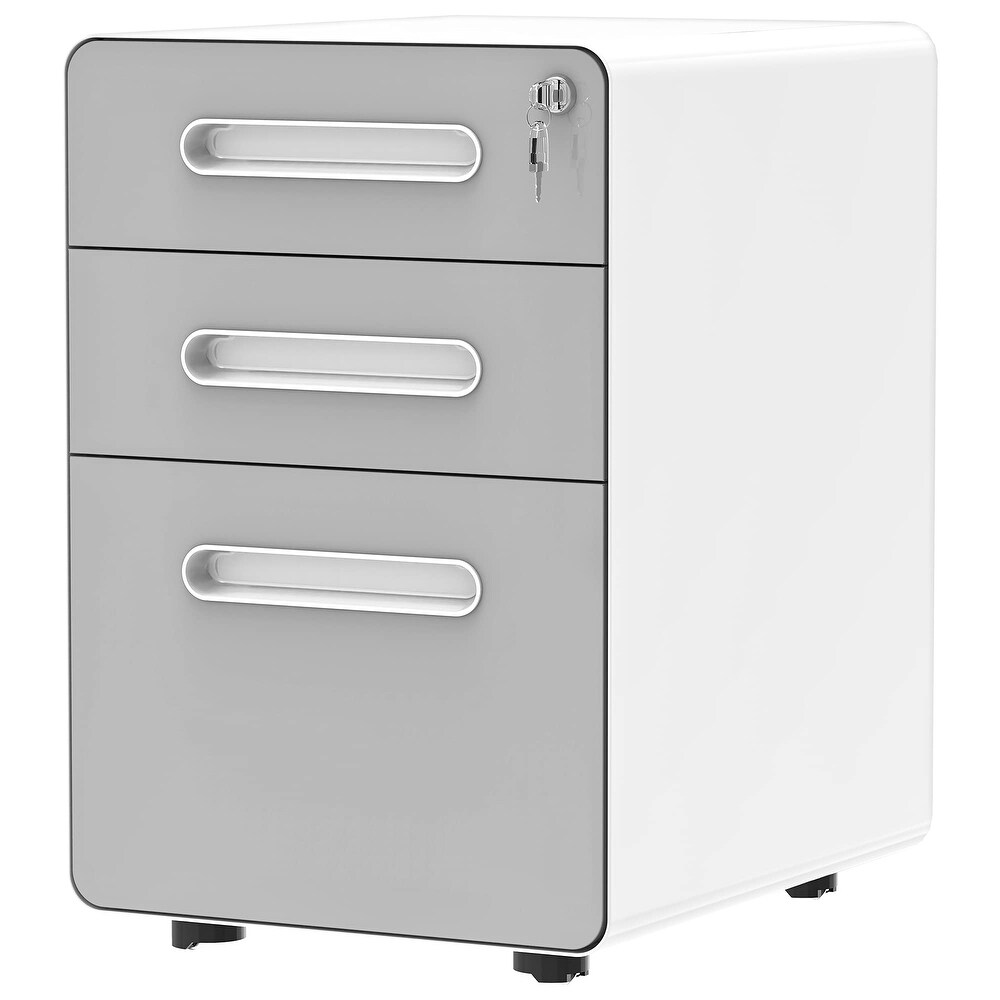 3 Drawer Rolling File Cabinet  Metal Mobile File Cabinet with Lock  Filing Cabinet Under Desk fits Legal/Letter/A4 Size