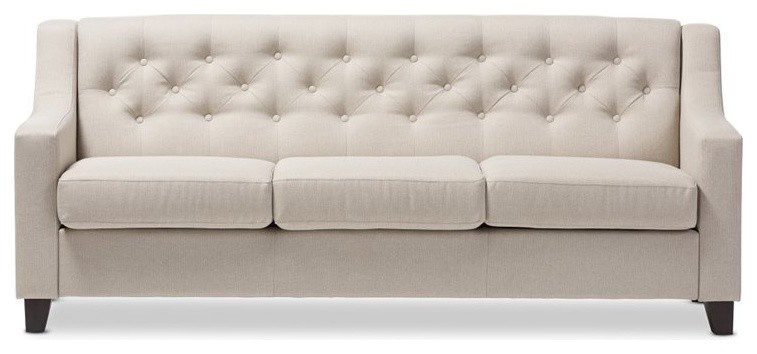 Hawthorne Collections Fabric Upholstered Sofa in Light Beige   Transitional   Sofas   by Homesquare  Houzz