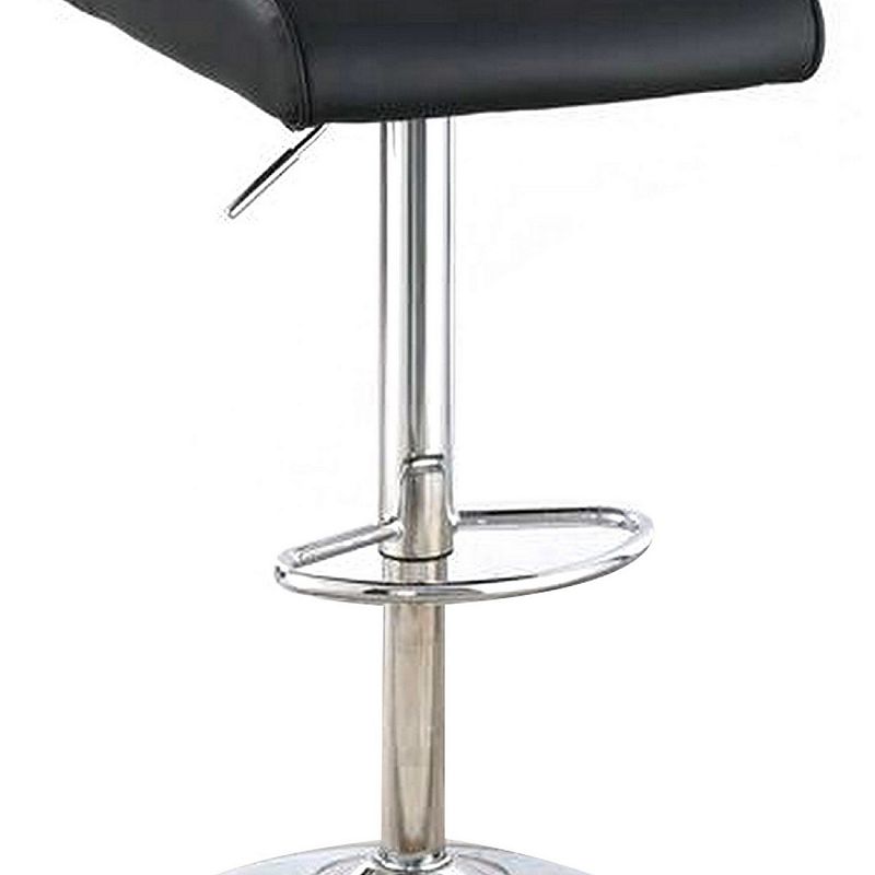 Adjustable Barstool with Rolled Button Tufted Back， Set of 2， Black