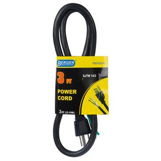 Bergen Industries 3 ft. 143 SJTW 3-Wire AppliancePower Tool Cord Black PS315143