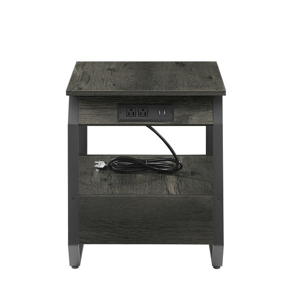 21.2 in. H End Table with Charging Station and Drawers