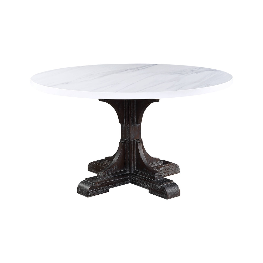 ACME Gerardo Dining Table in White and Weathered Espresso