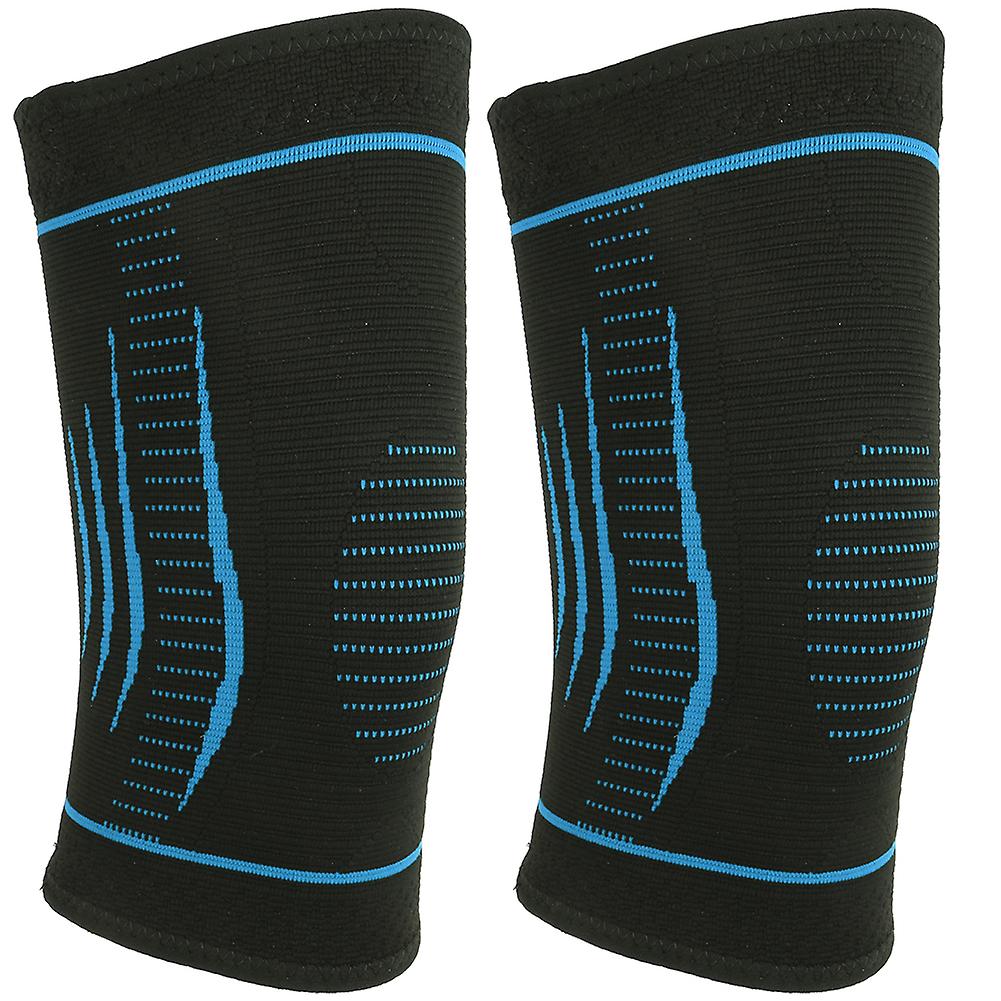 2pcs Unisex Nylon Knitting Kneecap All Sides Breathable Keep Warm Running Sport Kneepadsky Blue S