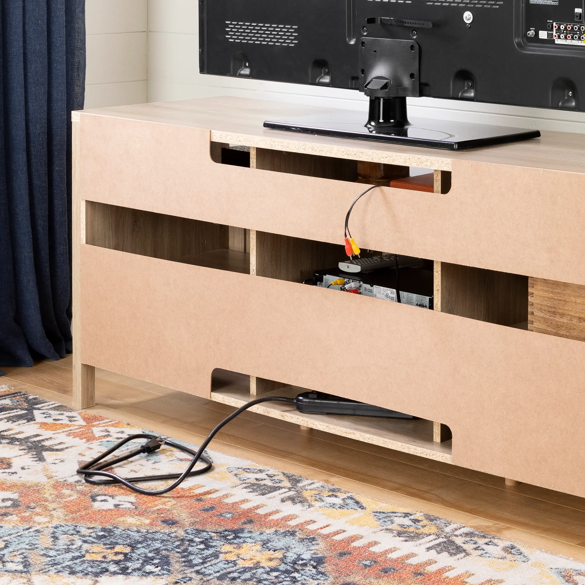 Balka Oak and Faux Rattan TV Stand - South Shore