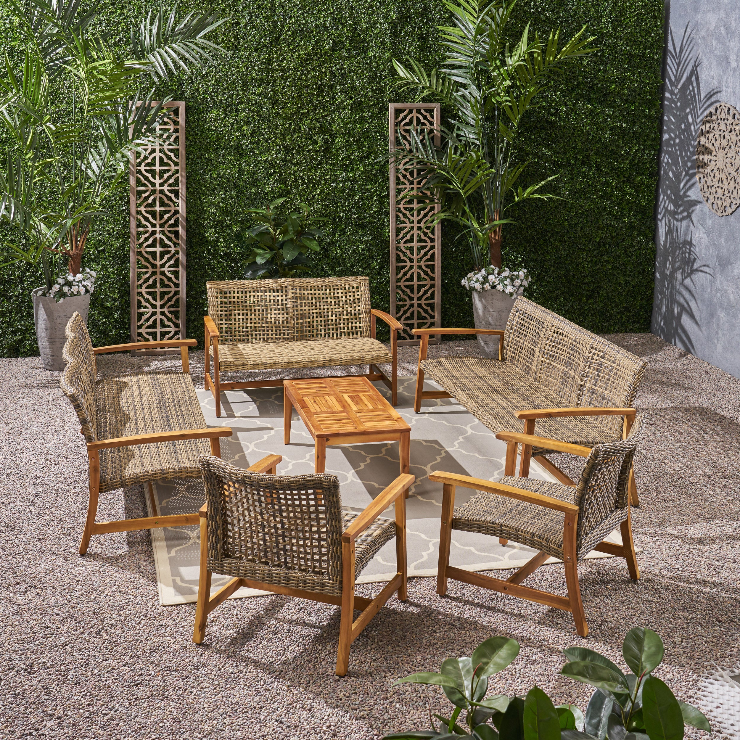 Alyssa Outdoor 6 Piece Sofa and Loveseat Chat Set