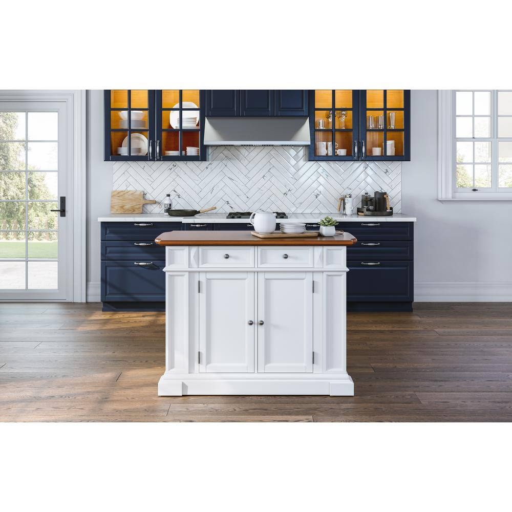 HOMESTYLES Americana White Kitchen Island With Drop Leaf 5002-94