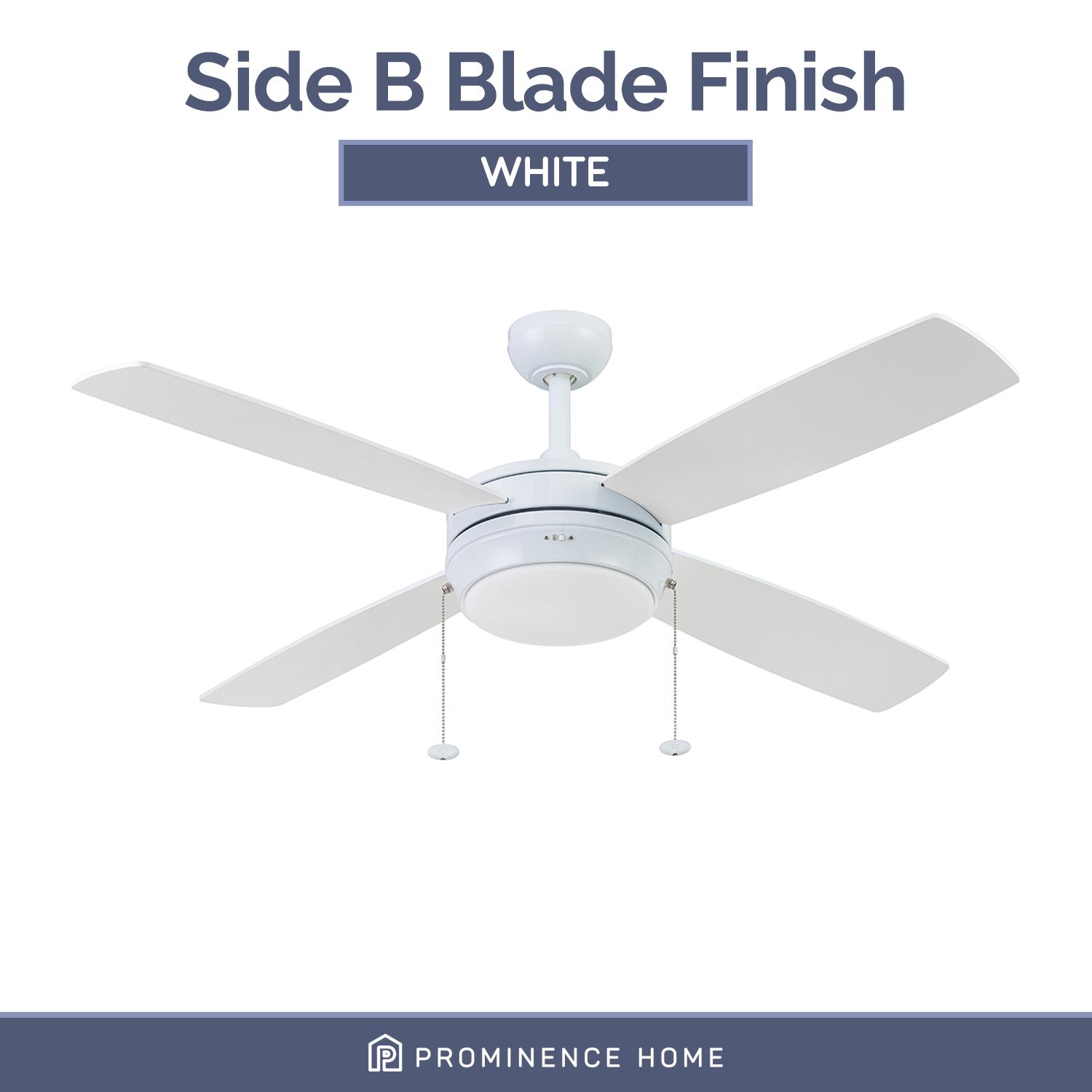 Prominence Home 52 Kailani Bright White Ceiling Fan， Pull Chain， 4 Blades