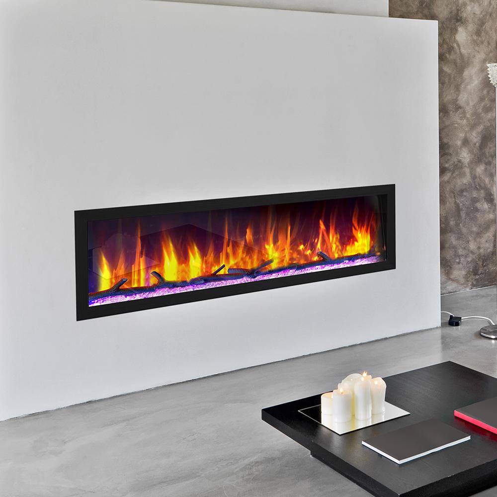 Dynasty Fireplaces 64 in. Cascade Flush-Mount LED Electric Fireplace in Black DY-BTX64