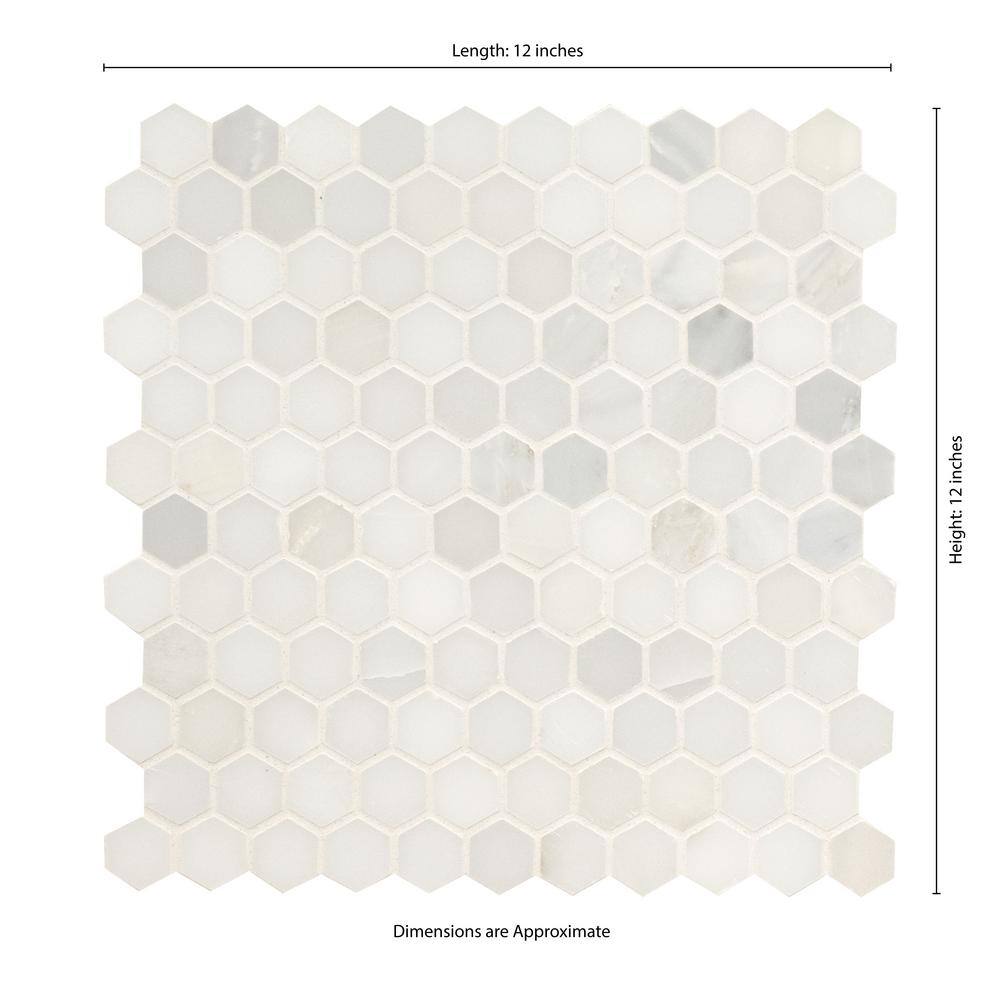 MSI Greecian White Hexagon 12 in. x 12 in. x 10mm Honed Marble Mesh-Mounted Mosaic Tile (8.9 sq. ft.  case) SMOT-ARA-1HEX