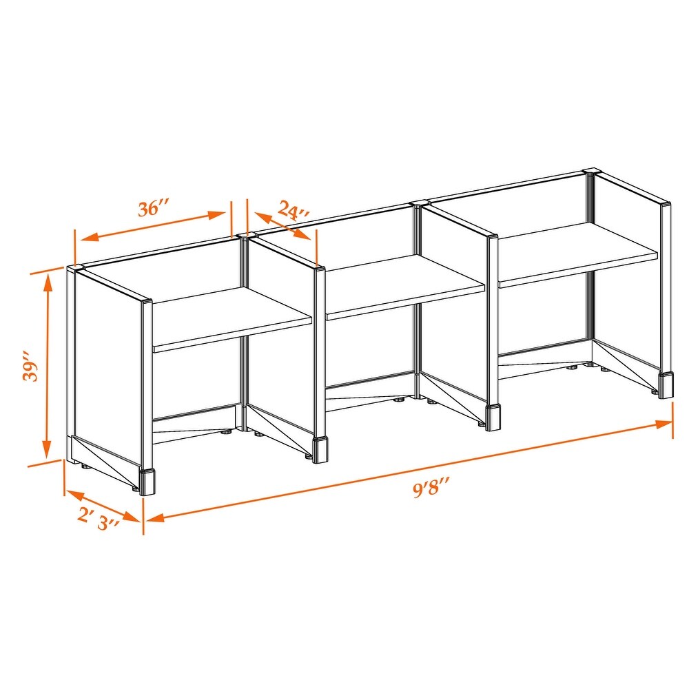 Small Office Cubicles 39H 3pack Inline Unpowered