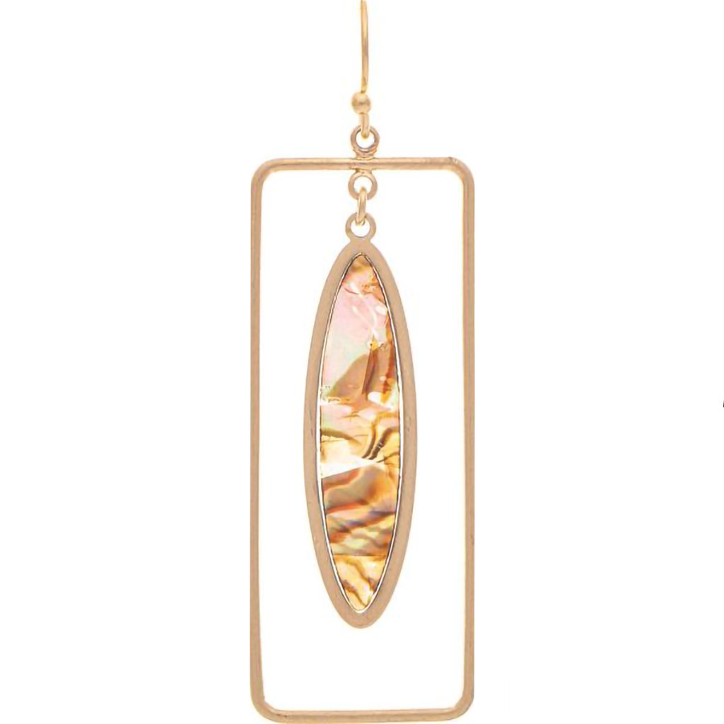 Rain  Gold Abalone Shell Framed Oval Drop Earring