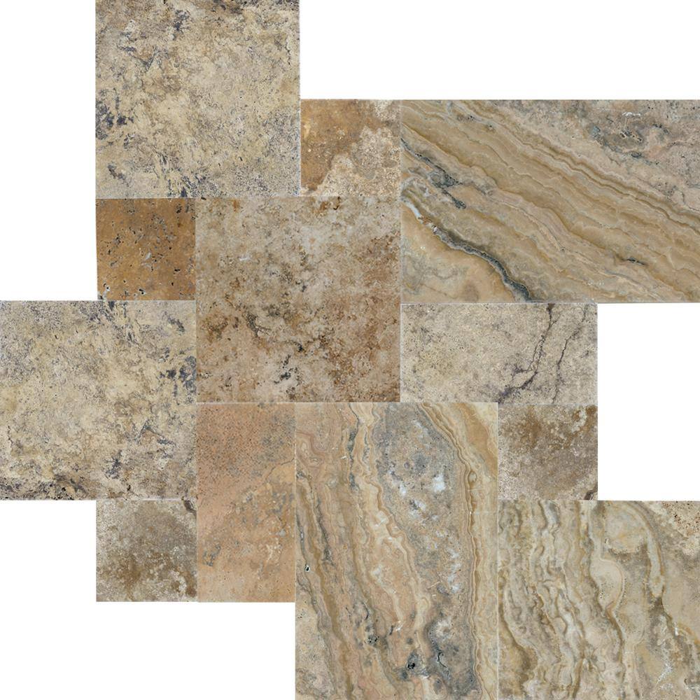 MSI Porcini Pattern Tumbled Travertine Paver Kits (120 Pieces160 sq. ft.Pallet) LPAVTPOR10KITS