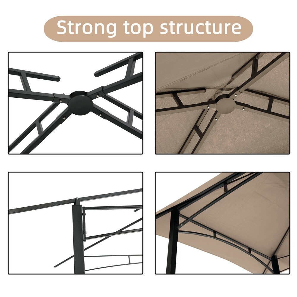 Outdoor Grill Gazebo 8 x 5 Ft  Shelter Tent  Double Tier Soft Top Canopy and Steel Frame with hook and Bar Counters