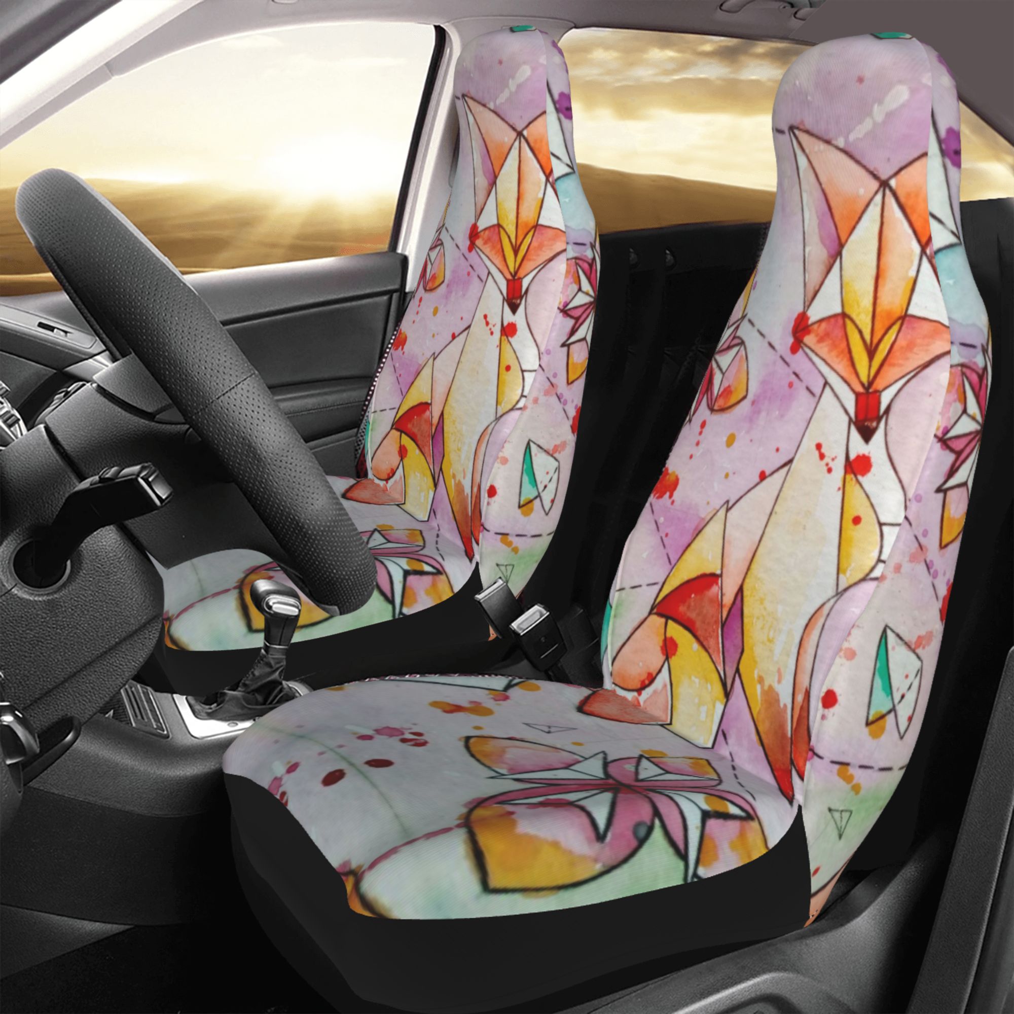 ZICANCN Car Seat Cover Drawing Origami A Fox Car Front Seat Covers Protectors ， Automotive Seat Covers for Cars Trucks Suv