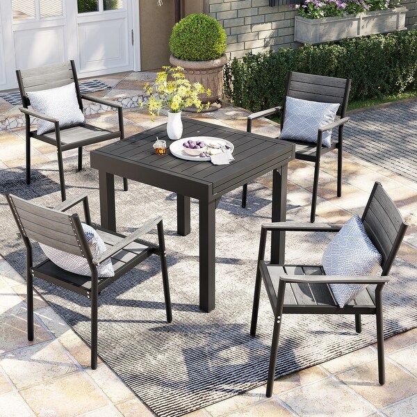 Pellebant Outdoor 3/5/7Piece Aluminum Patio Extendable Dining Set