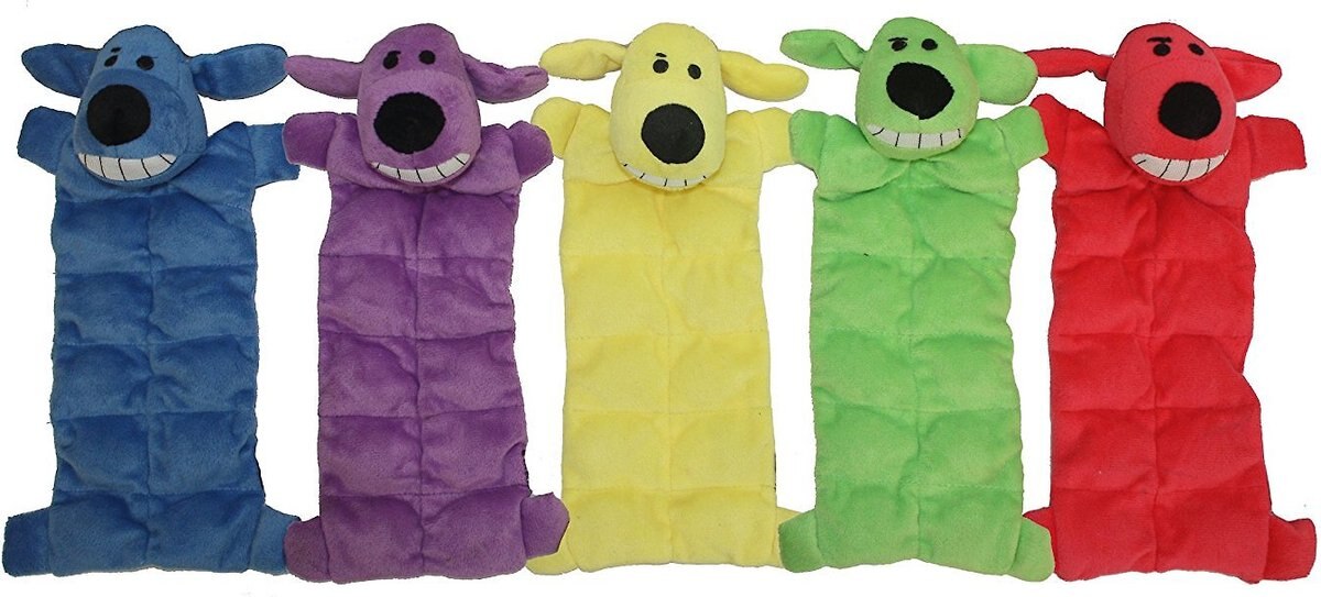 Multipet Loofa Squeaker Mat Soft Plush Dog Toy， Color Varies