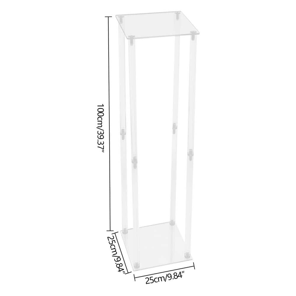 YIYIBYUS 9.84 in. W x 39.37 in. H 2-Pieces Modern Plastic Square Wedding Decoration Clear Acrylic Flower Display Rack OT-ZJGJ-5338