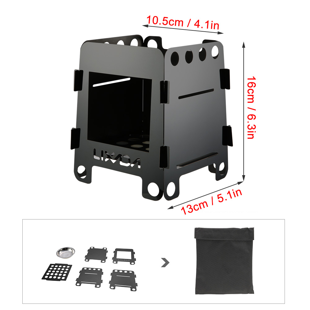 Lixada Camping Stove Portable Folding Stainless Steel Stove Wood Burning Stove