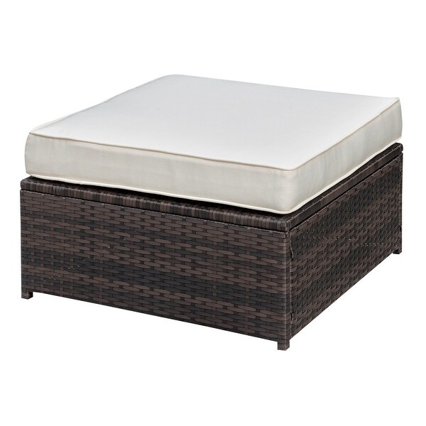 Fene Contemporary Brown Wicker Patio Ottoman by Furniture of America