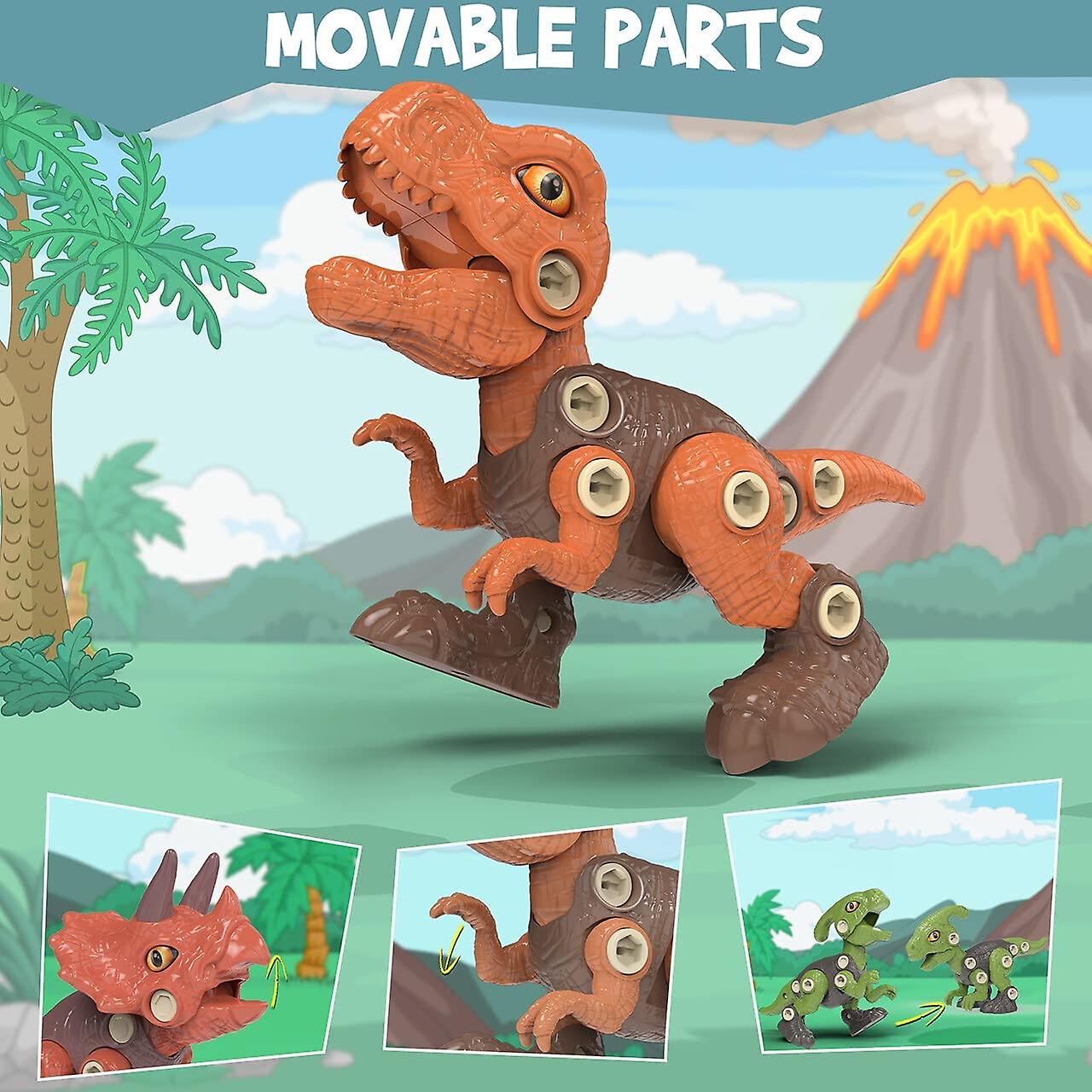 Dinosaur Toys For Kids 3-5 Year Old， Take Apart Dinosaur Toys With Dinosaur Skeleton， Stem Construction Educational Toys For Boys And Girls With Elect