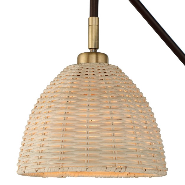 Light Fixture Natural Rattan Dome Shade For Bedroom Living Room