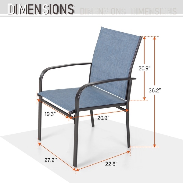 MAISON ARTS 6Piece Patio Dining Set，37 Inch Square Metal Table and 4 Textilene Dining Chairs with 9ft Patio Umbrella