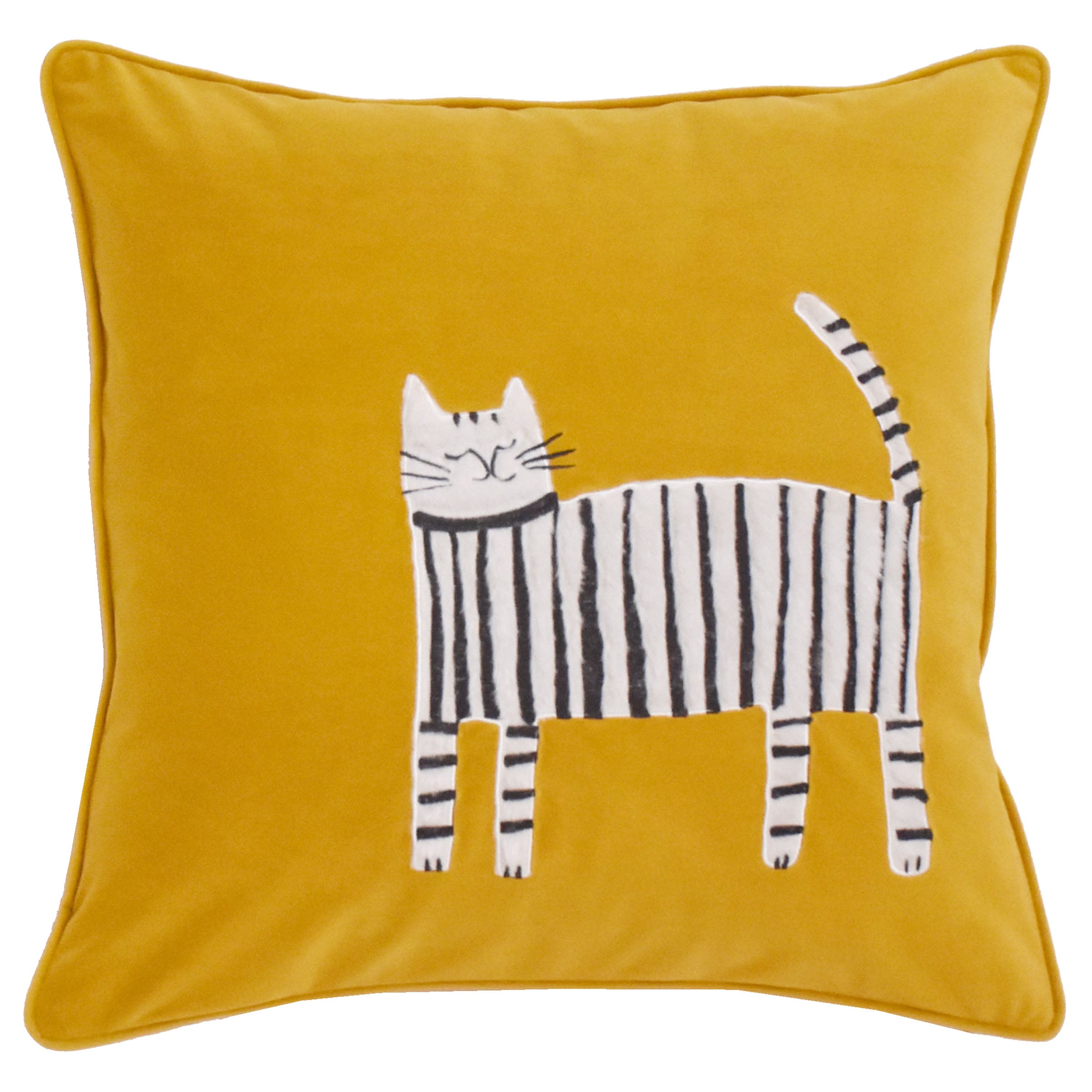 45X45 Cm Striped Cat Embroidered Throw Cushion Ecc-030