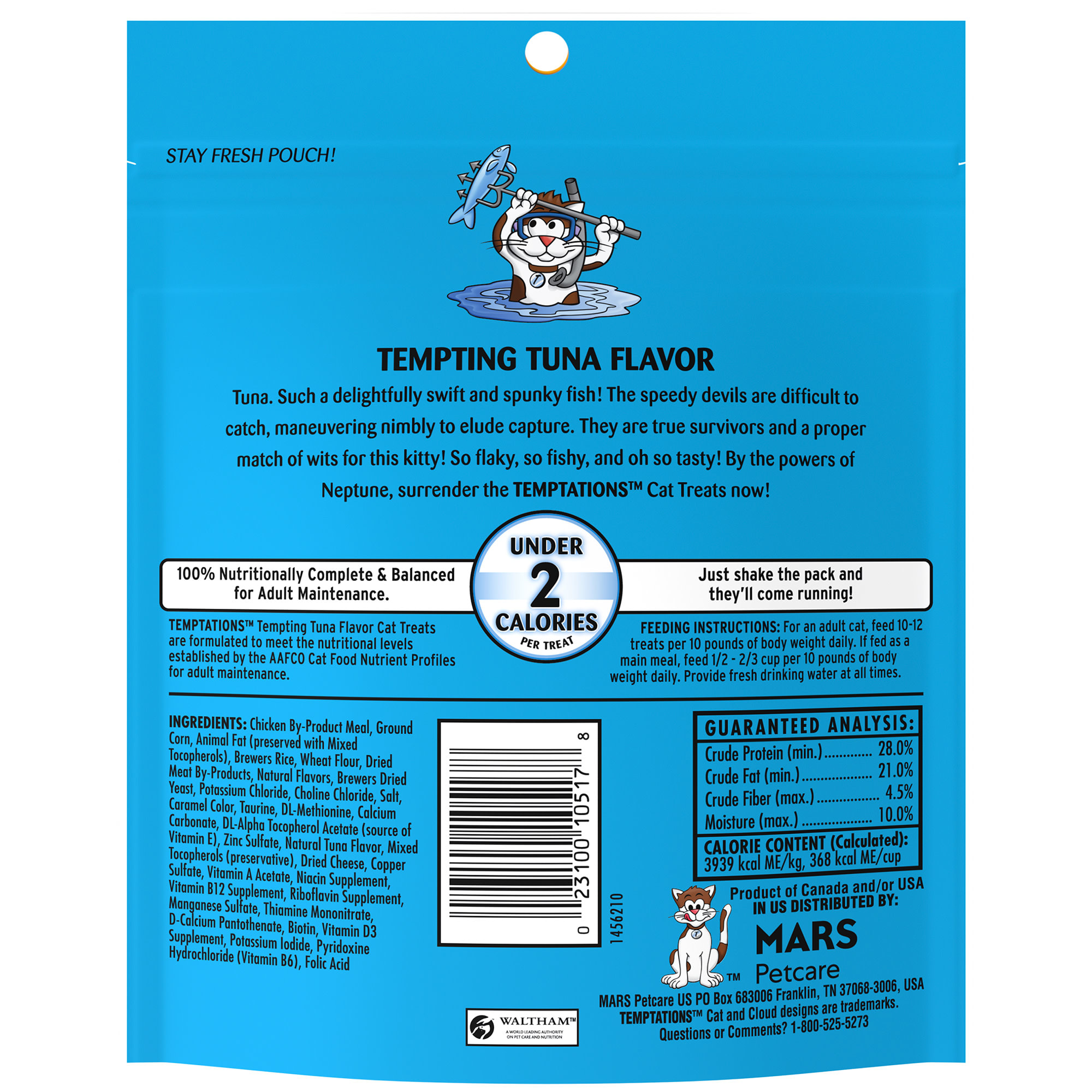 Temptations Classics Tempting Tuna Flavor Crunchy and Soft Cat Treats， 30 oz.