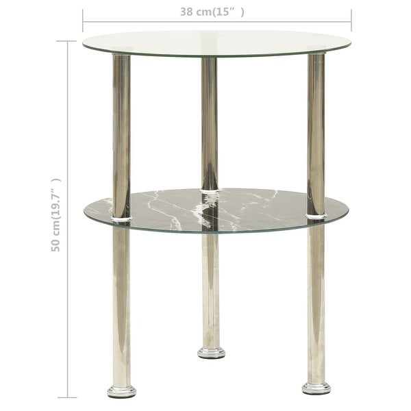 vidaXL 2-Tier Side Table Transparent and Black 15