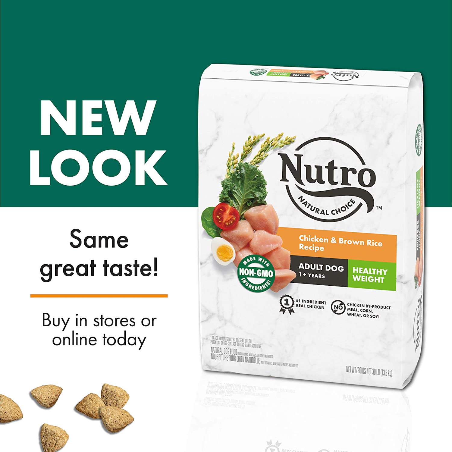 NUTRO NATURAL CHOICE Healthy Weight Adult Dry Dog Food， Chicken and Brown Rice Recipe 30 Pound (Pack of 1)