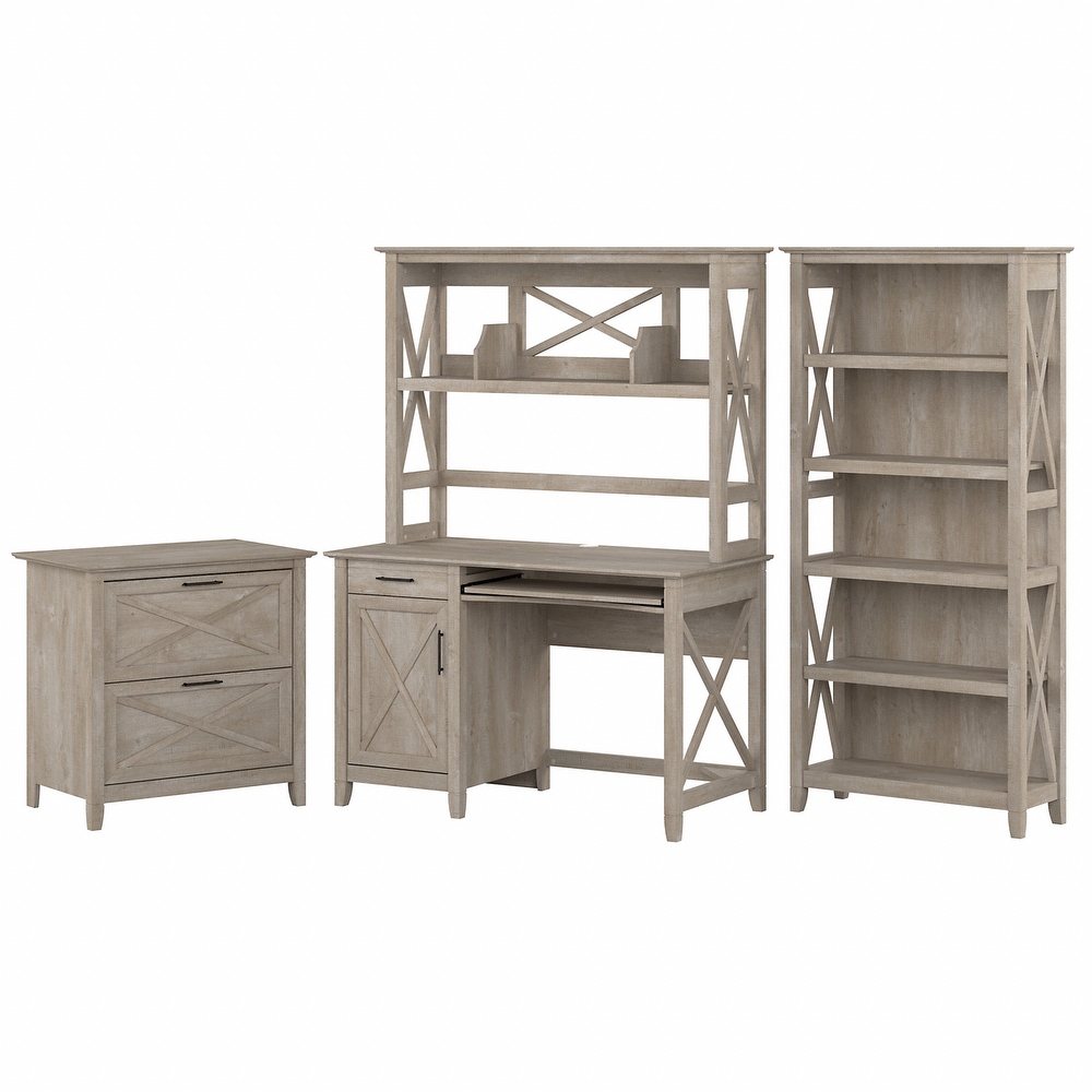 Key West Small Computer Desk with Hutch and Storage by Bush Furniture