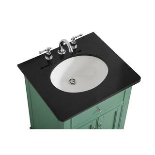 Timeless Home 24 in. W Single Bath Vanity in Vintage Mint with Granite Vanity Top in Black with White Basin TH24624HDVM