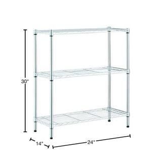 HDX 3-Tier Steel Wire Shelving Unit in Chrome (24 in. W x 30 in. H x 14 in. D) 31424PS-1