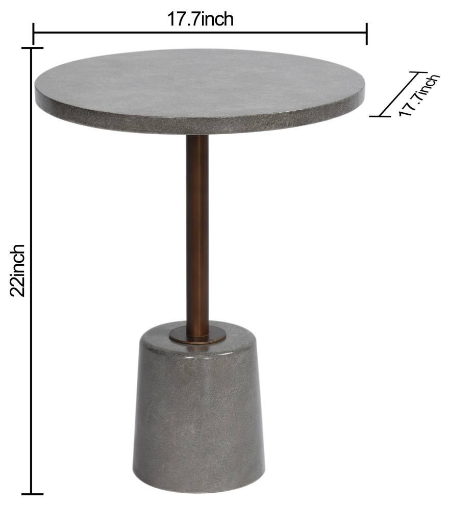 Round Accent Side Table With Concrete Pedestal Base  Gray  Bronze Finish   Industrial   Side Tables And End Tables   by StyleCraft  Houzz