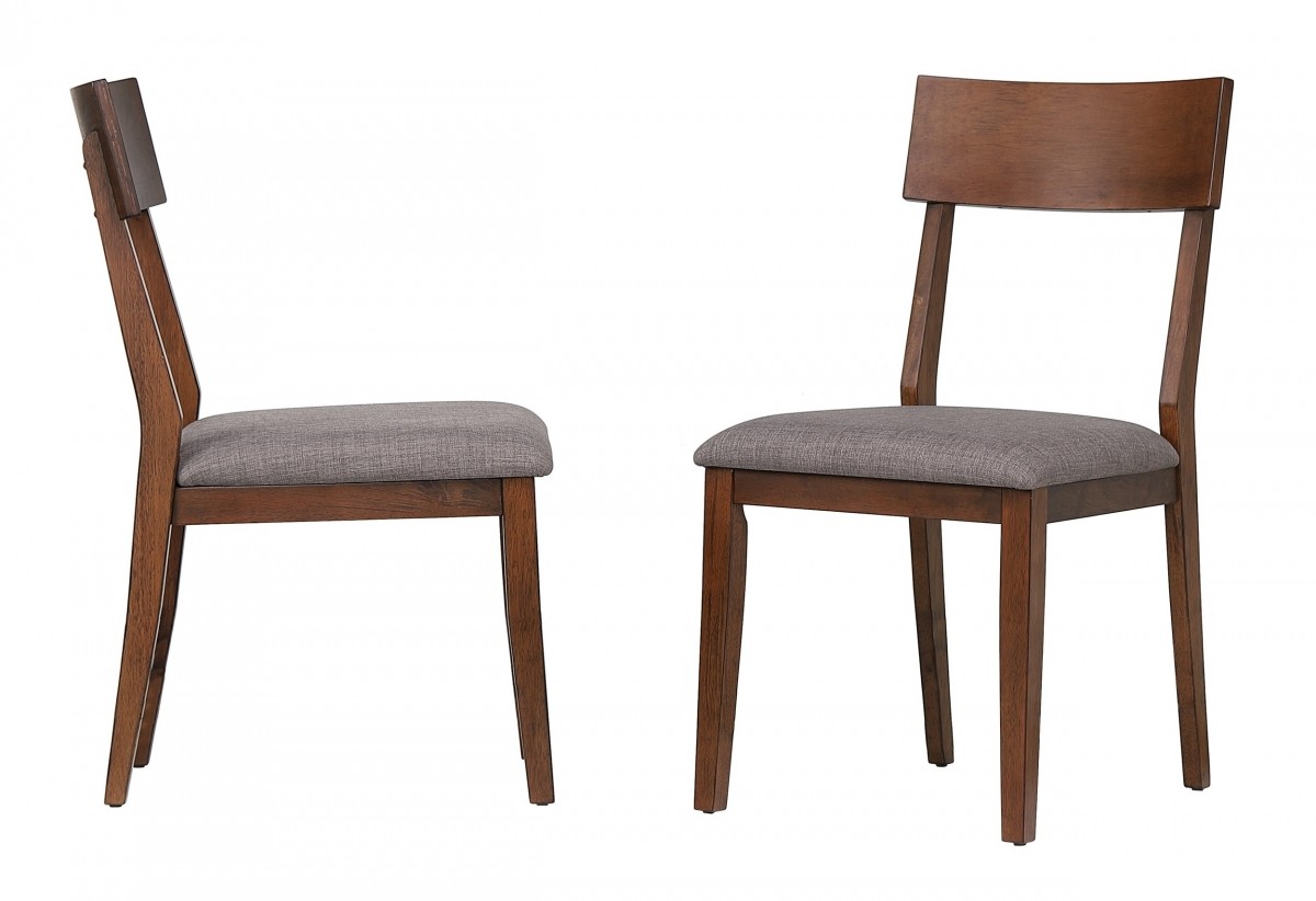 Sunset Trading Mid Century Danish Walnut Dining Chair with Performance Fabric - Set of 2