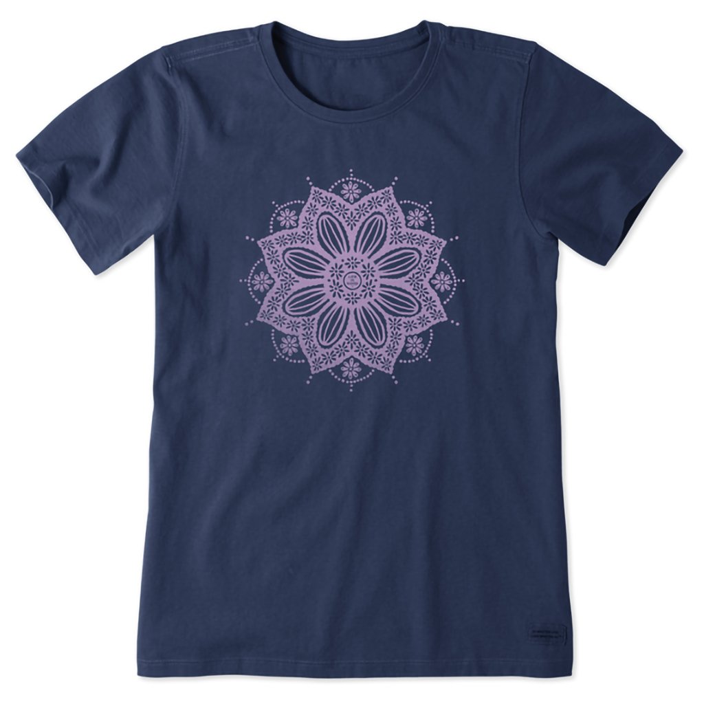 Life Is Good  Women's Women's Crochet Mandala Daisy Crusher Tee