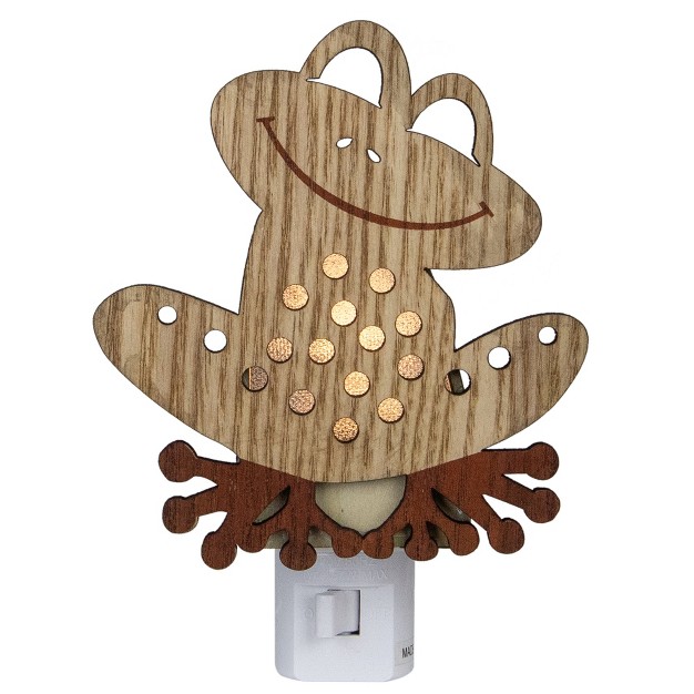 Wooden Led Smiling Frog Night Light