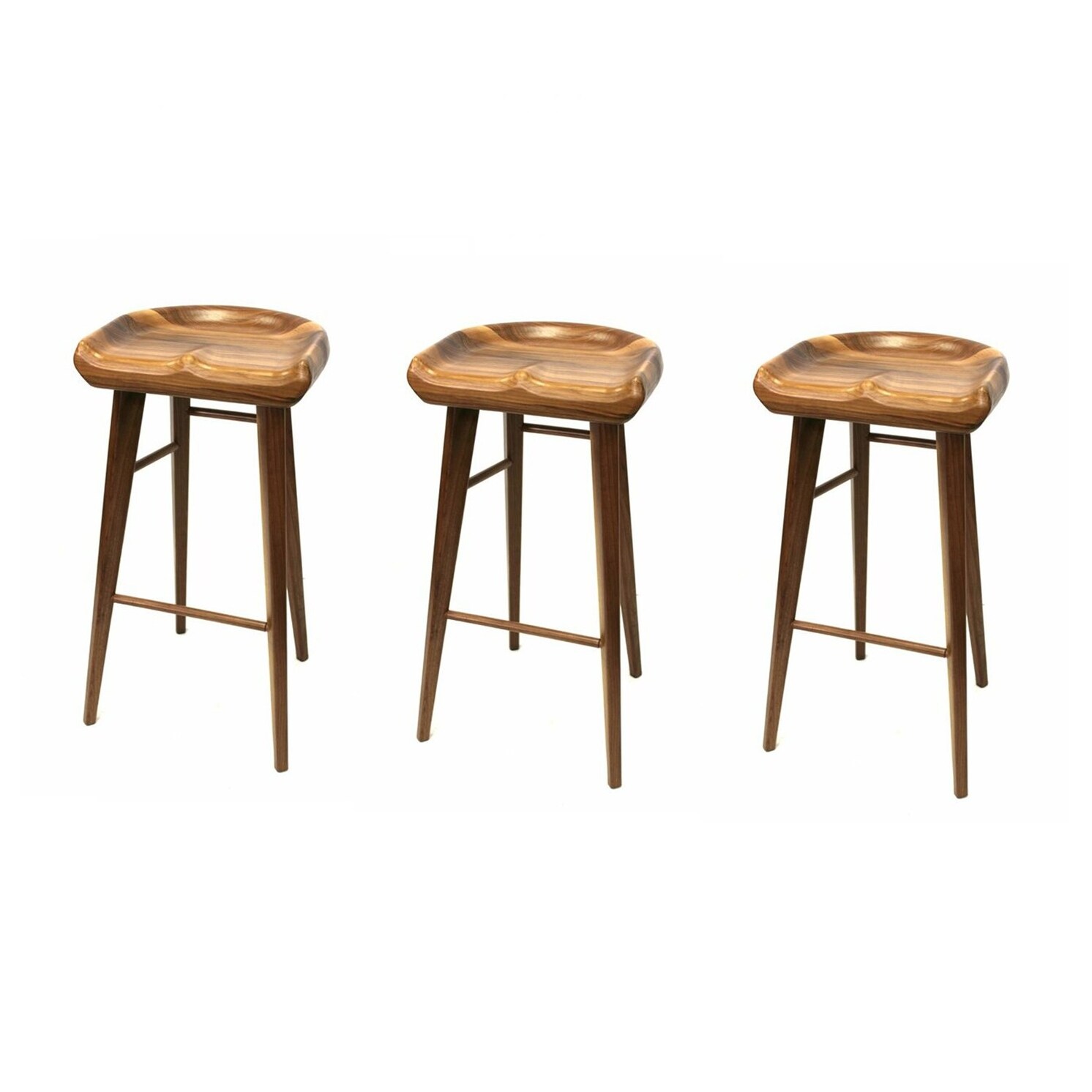 Walnut Tractor Stool (Set of 3) - 29