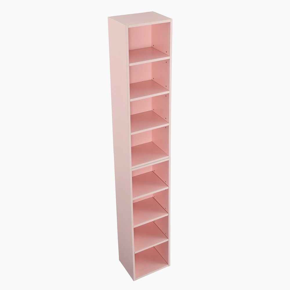 Adjustable 8 Tier Media Tower: Streamlined CD/DVD Storage  Bookcase with Adjustable Shelves. Versatile Double Decker Display