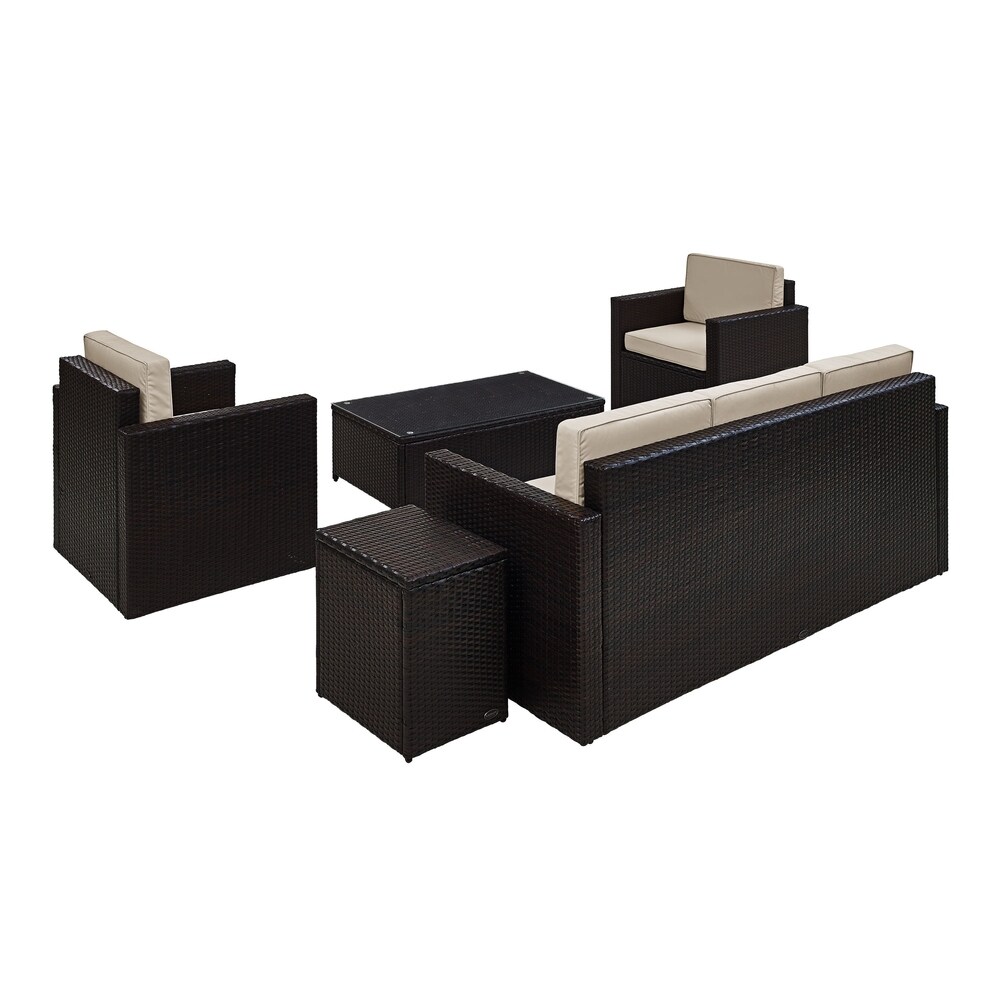 Palm Harbor 5 Piece Wicker Outdoor Conversation Set with Sand Cushions
